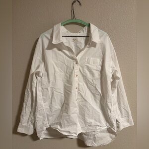Aritzia Wilfred Free Relaxed White Cotton Button-Up Shirt